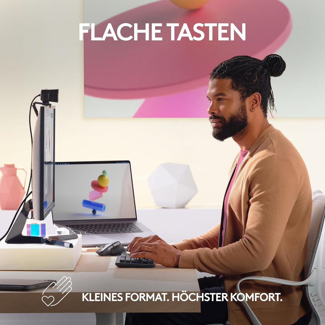 Logitech MX Mechanical Mini für Mac, Kabellose Tastatur mit Beleuchtung, Flache Tasten, Taktile leis