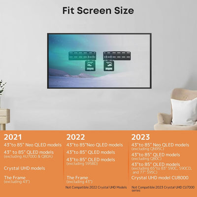 Slim Fit Wandhalterung für Samsung (2021) 43-85 Zoll TVs, TV Wandhalterung für Samsung mit Einem Max