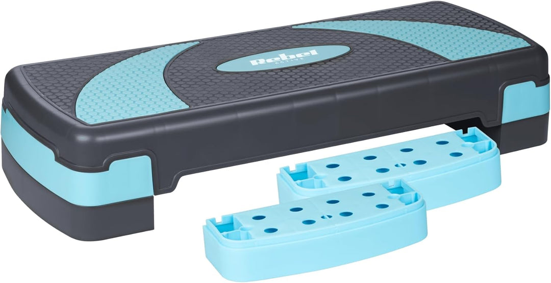 Rebel Step Für Aerobic und Training Fitness 3 Stufen Grau-Blau RBA-3225-BL