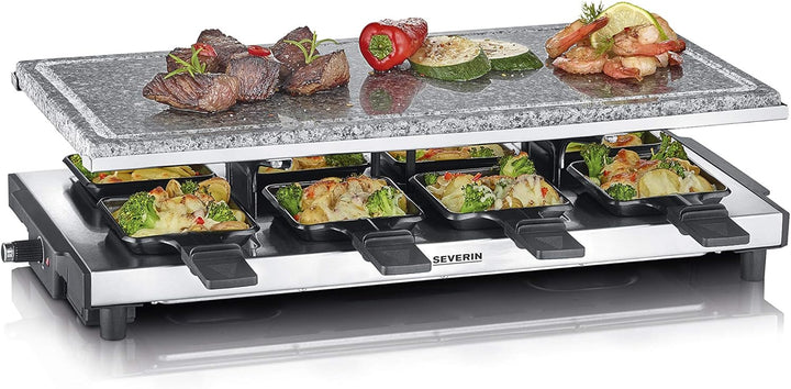 SEVERIN RG 2374 Raclette mit Naturgrillstein, 1700, Kunststoff/Edelstahl, schwarz Hochwertiges