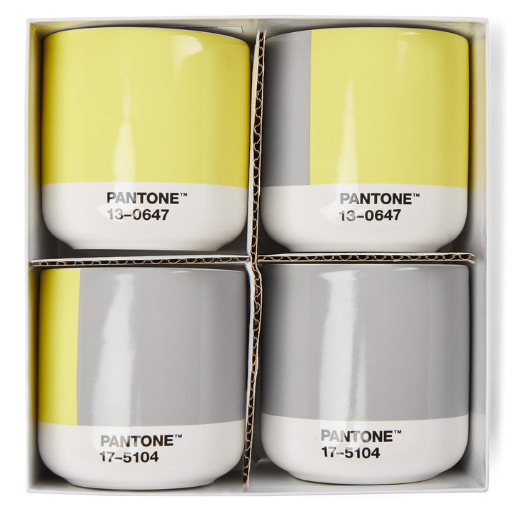 Pantone doppelwandiger Porzellan-Thermobecher Cortado, ohne Henkel, 190ml, CoY 2021 Illuminating 13-