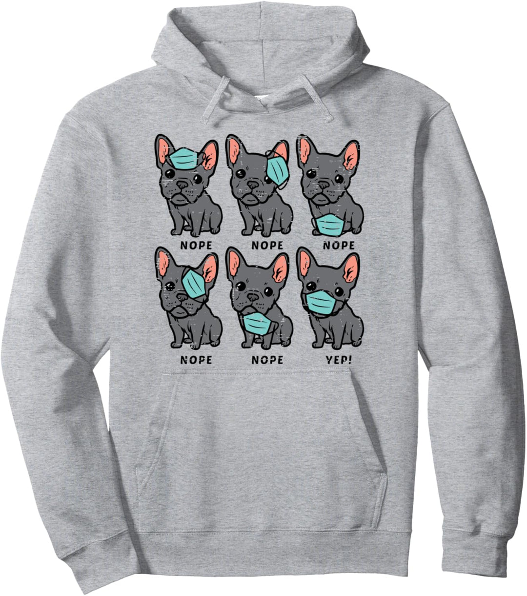 French Bulldog In Mask Funny Frenchie Quarantine Dog Gift Pullover Hoodie