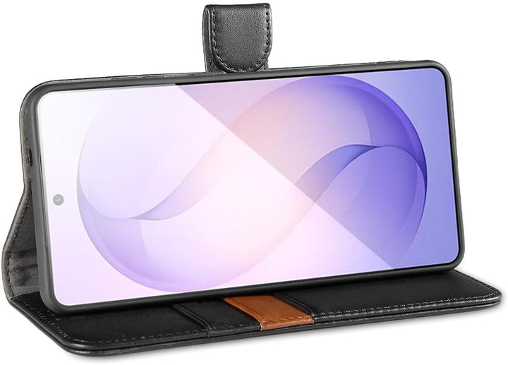 LENSUN Echtleder Hülle für Samsung Galaxy S26 Ultra, Handyhülle [Echtes Leder] [Kartenfach] [RFID Sc