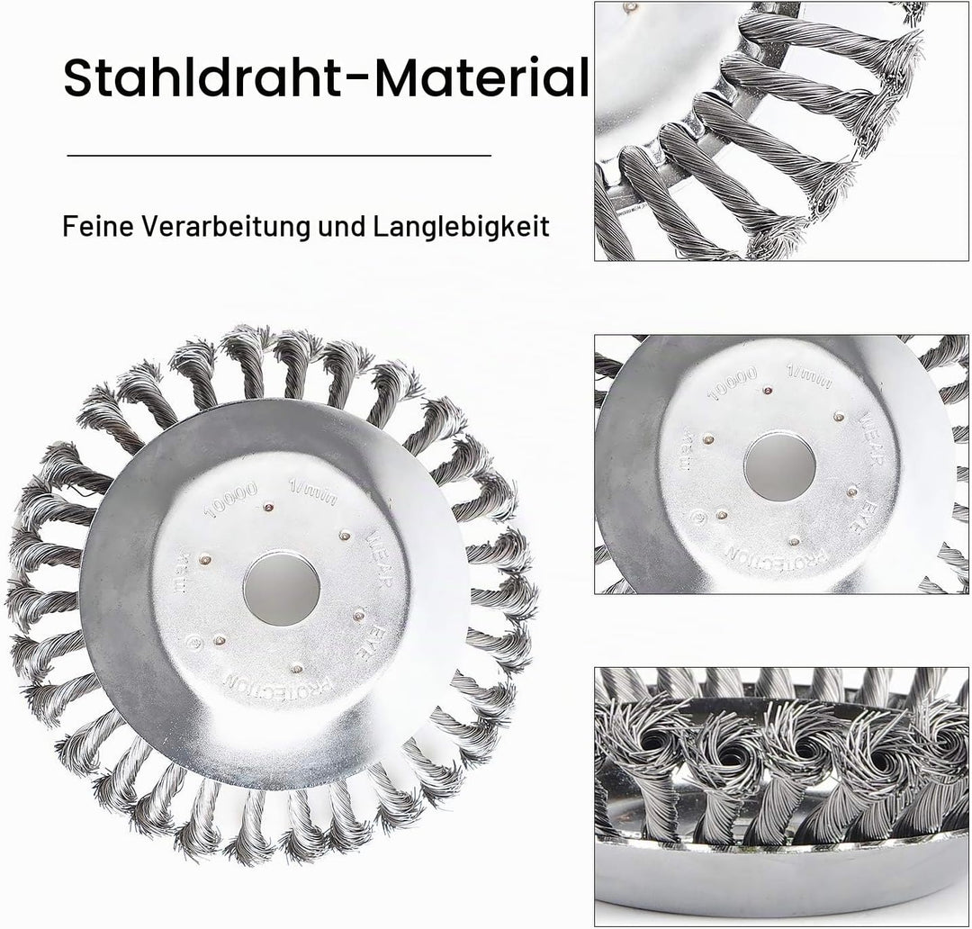 Profi Unkrautbürste für Freischneider 200x25,4mm Drahtbürste Wildkrautbürste Unkrautbürste für Motor