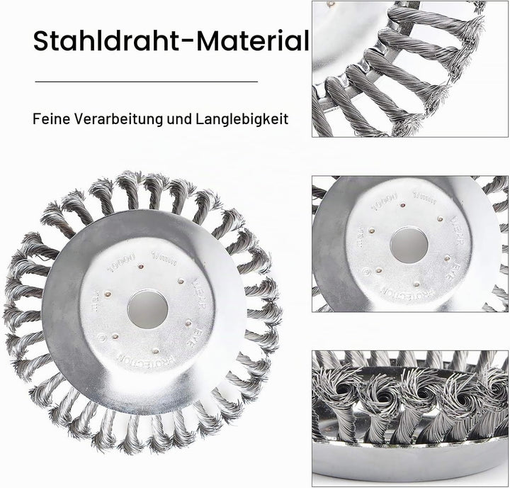 Profi Unkrautbürste für Freischneider 200x25,4mm Drahtbürste Wildkrautbürste Unkrautbürste für Motor