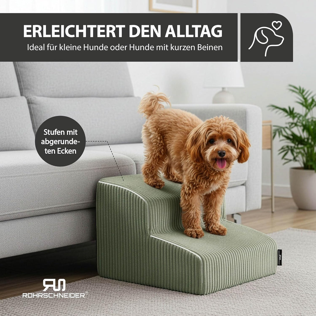 Rohrschneider Haustiertreppe kl., waschbar, Schaumstofffüllung (Salbei) | rutschfest, waschbarer Cor