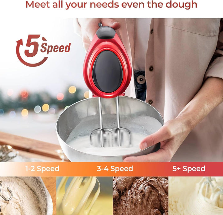 Handmixer Elektrisch Handgehalten mit flachem Boden, tragbarer Mixer für Küchenbacken von Kuchen, kr