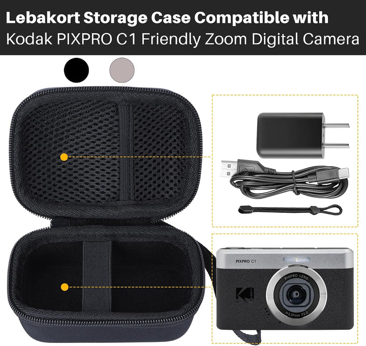 Lebakort Hart Schutz Hülle Etui Tasche für Kodak Pixpro C1 Digitalkamera | Ultrakompakt Digitalkamer