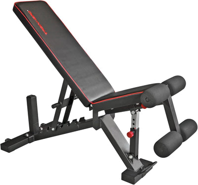Train Hard® Premium Hantelbank verstellbar als Flachbank Schrägbank Negativbank mit Bein-Fixierung u
