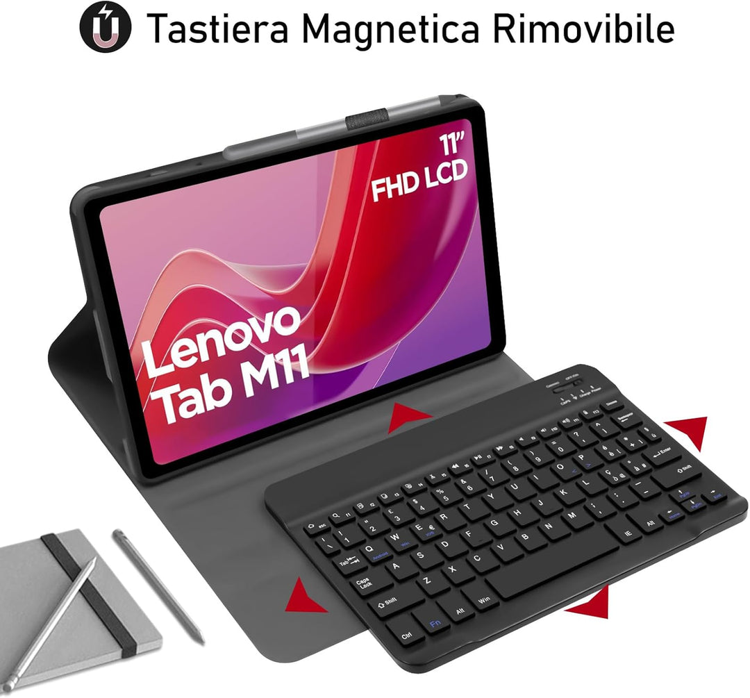 Tastatur Hülle für Lenovo Tab M11 2024 11 Zoll (TB330/TB331), Italienisch QWERTY Abnehmbare Bluetoot