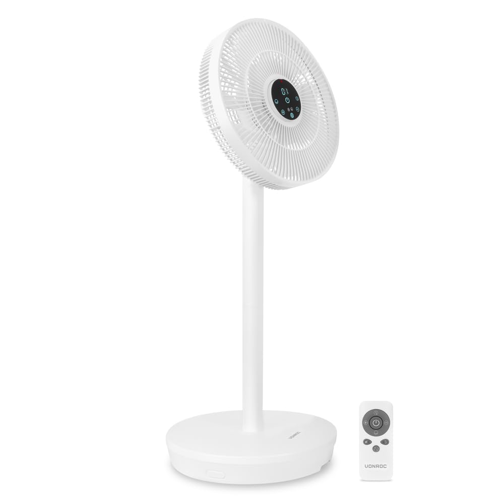 VONROC Akku Standventilator oszillierend leise (< 44 dB) - Ventilator mit Fernbedienung, 24 Geschwin