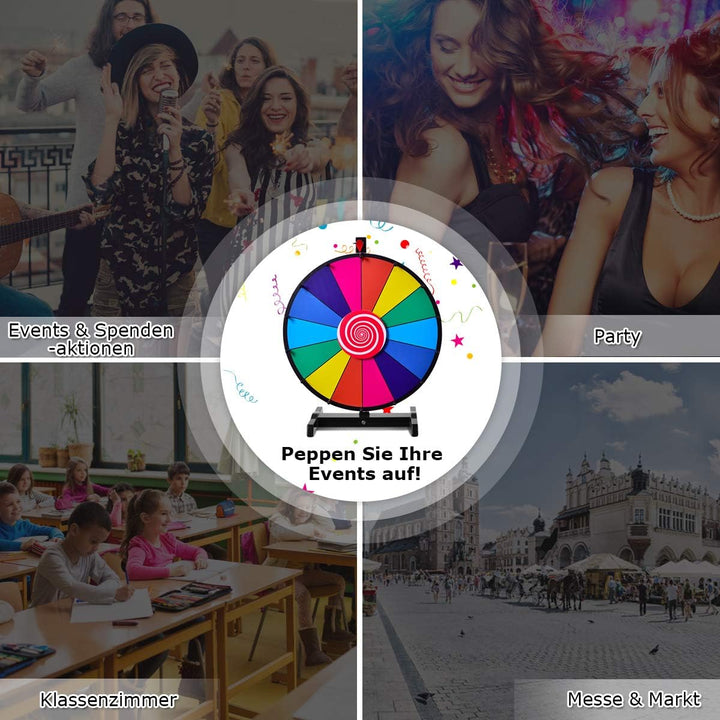 COSTWAY 18" Glücksrad Spielzeug Farbe Rad Spiele für Lotteriespiele Wortspiele, inkl. Radiergummi un