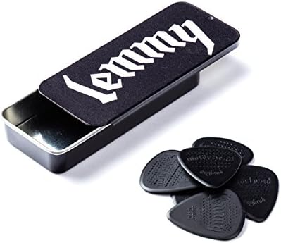JIM DUNLOP Plektrum Motörhead Lemmy, Schachtel aus Metall mit 6 Stück, Stark, Schwarz Lemmy Plektrum