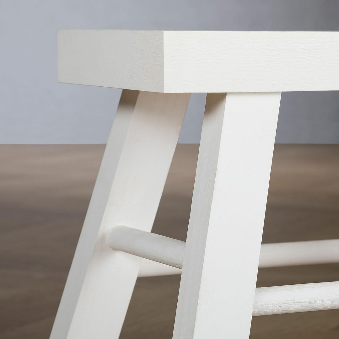 CARO-Möbel Sitzhocker ROSAL weiss - Hocker aus Paulowina Holz mit rechteckiger Form, Tritthocker mit