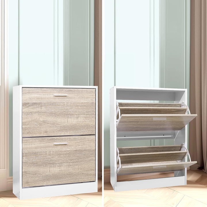 CASABEL Schuhschrank für 12 Paar – grosse Kapazität für Eingangsbereich – L 60 x T 24 x H 80 cm – Tü