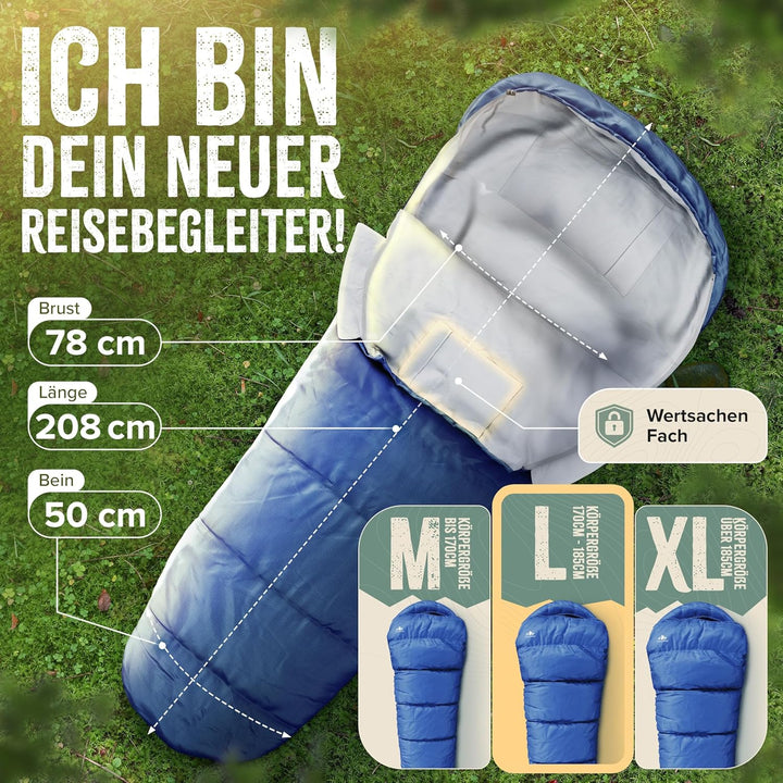 Schlafsack Outdoor I [300GSM] Warmer & 1700g Leichter Schlafsack für Frühling, Herbst und Winter [-5