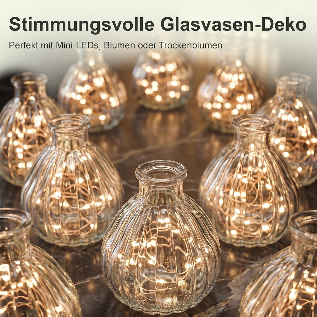 6 Kleine Blumen Vasen Deko – Blumenvasen Klein Tischdeko – Glasvase Gläschen Geburtstag Kommunion Ho