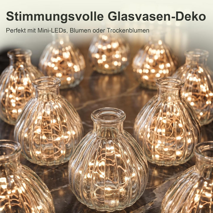 6 Kleine Blumen Vasen Deko – Blumenvasen Klein Tischdeko – Glasvase Gläschen Geburtstag Kommunion Ho