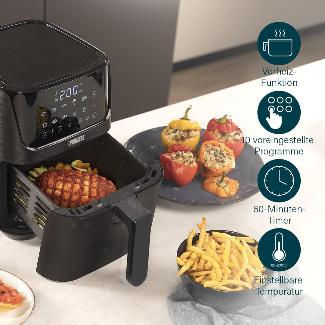 Princess Heissluftfritteuse mit 3,5 L – 70% weniger Energieverbrauch – 11 Programme – Inklusive Reze