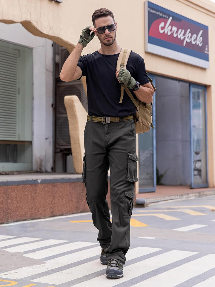 Breampot Herren Cargohose Baumwolle Baggy Chino Hosen Freizeit Outdoorhose Arbeitshose Trouser Pants