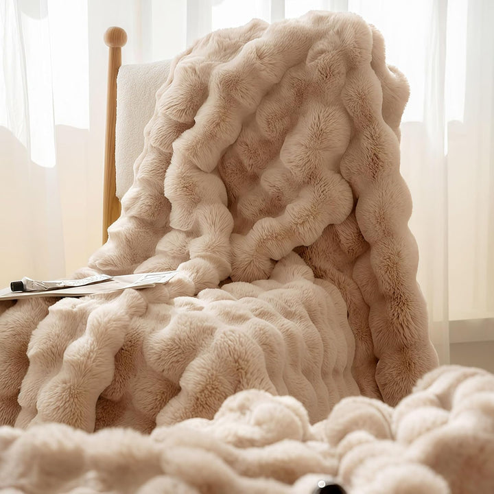 Kuscheldecke 200x230 cm, Kaninchen Plüsch Decke, Super Soft Wohndecke Dick 1000GSM Couchdecke Warme