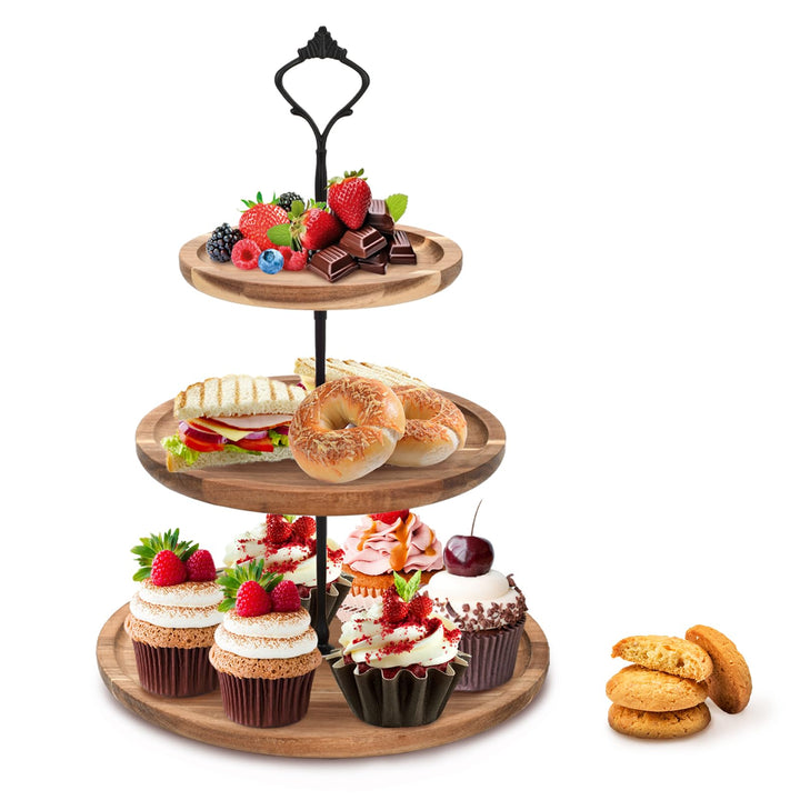 3 Tier Akazie hölzernen Kuchen Stand, kann als 3 Tier, 2 Tier & Single Tier Stand wie Sie benötigen,