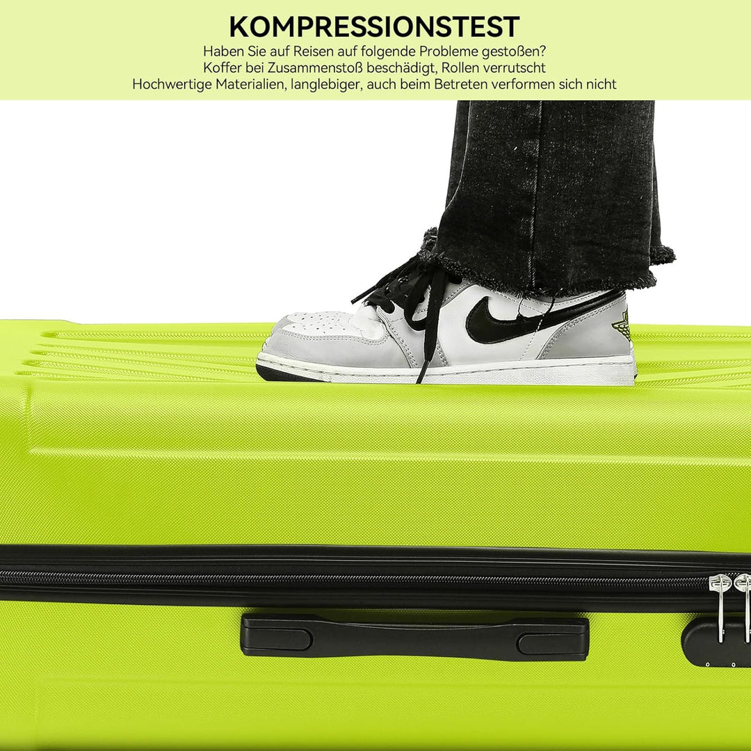 BEIBYE- Hartschalenkoffer Koffer Trolley Rollkoffer Reisekoffer Zahlenschloss 4 Zwilings-Rollen (Cel