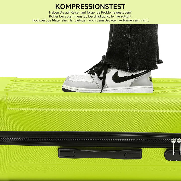 BEIBYE- Hartschalenkoffer Koffer Trolley Rollkoffer Reisekoffer Zahlenschloss 4 Zwilings-Rollen (Cel