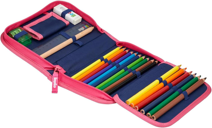 ergobag Federmäppchen Set 22-teilig, Lyra Buntstifte, Stundenplan-Fach, Kleingeld Fach, Lineal Stern