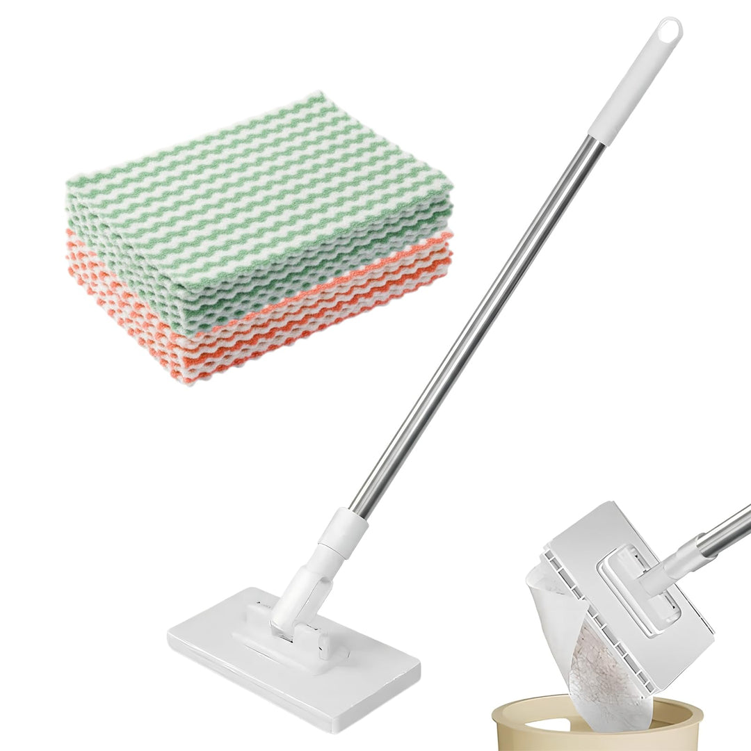 Bodenwischer, Wischer mit Druck-Klemm-System, EIN Knopf zum Wechseln, Automatisches Klemmtuch,wischm
