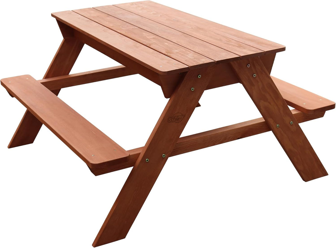 Sunny Dave Kinder Sand &amp; Wasser Picknicktisch aus Holz - Braun | Wasserspieltisch &amp; Sandtisch mit De