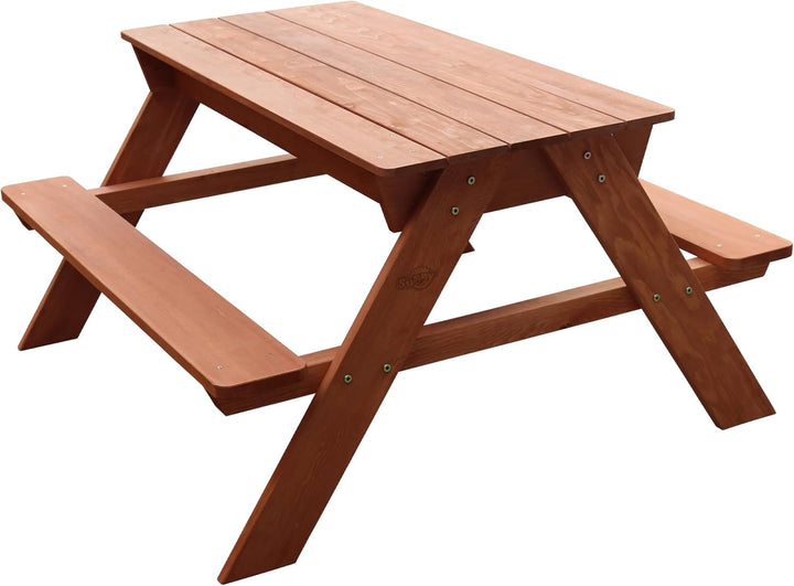 Sunny Dave Kinder Sand &amp; Wasser Picknicktisch aus Holz - Braun | Wasserspieltisch &amp; Sandtisch mit De