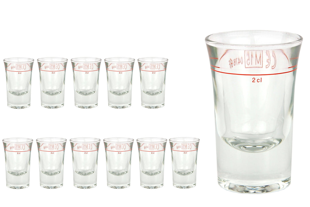 Van Well 24er Set Schnapsglas DUBLINO mit Eichstrich, 2 cl, geeicht, Spirituosenglas mit Füllstrich,