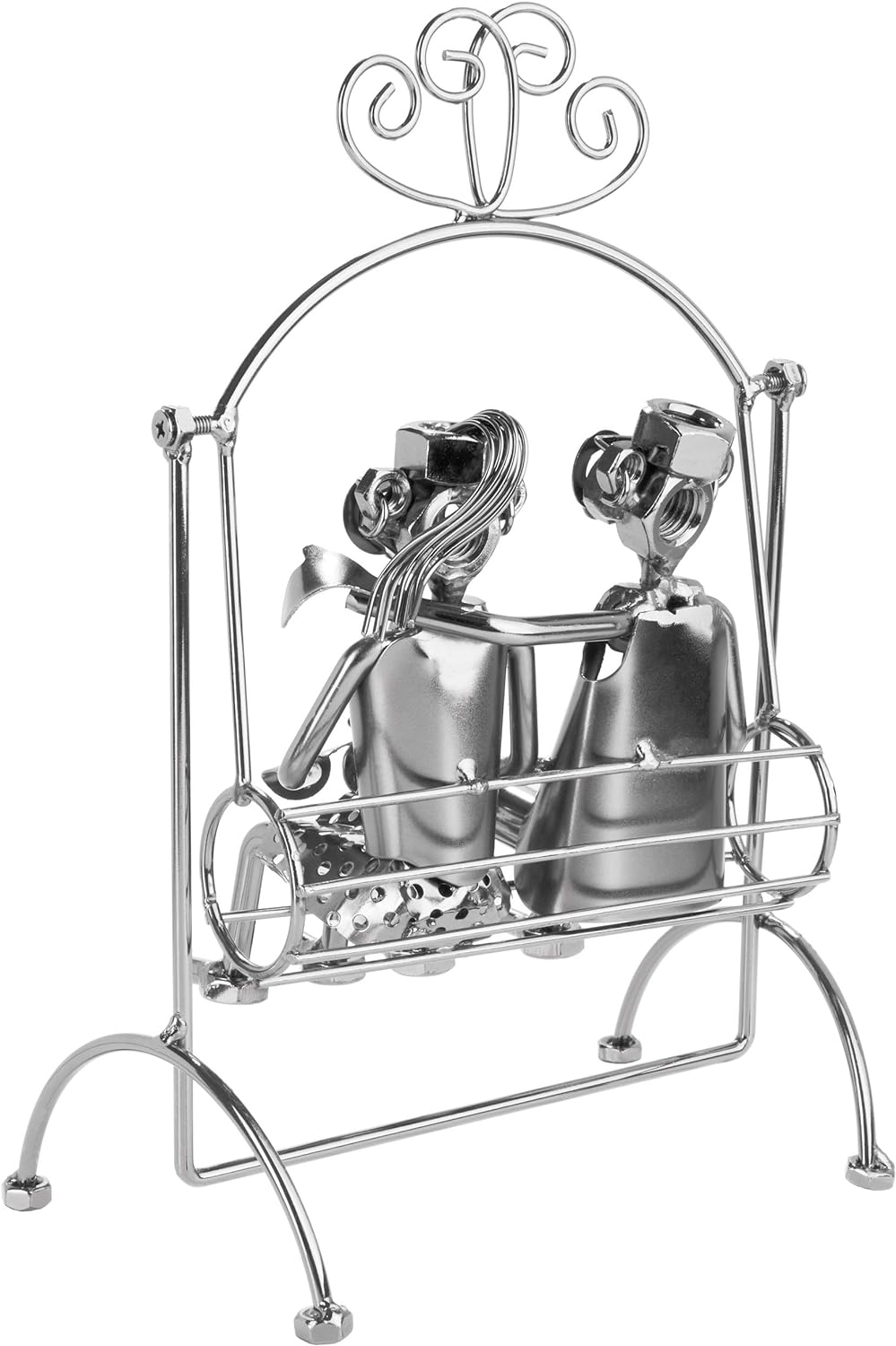 BRUBAKER Schraubenmännchen Liebespaar auf Schaukel - Handarbeit Eisenfigur Metallmännchen Liebe - Me