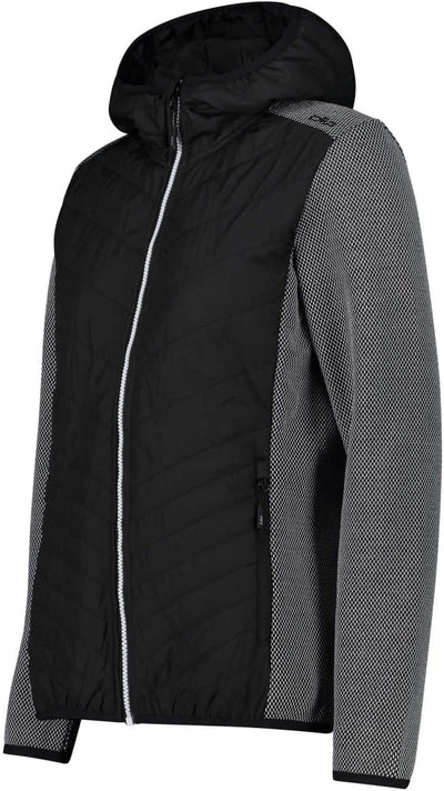 CMP Damen Hybrid Hoodie Jacke Fleecejacke Fleecepullover 34 Schwarz, 36