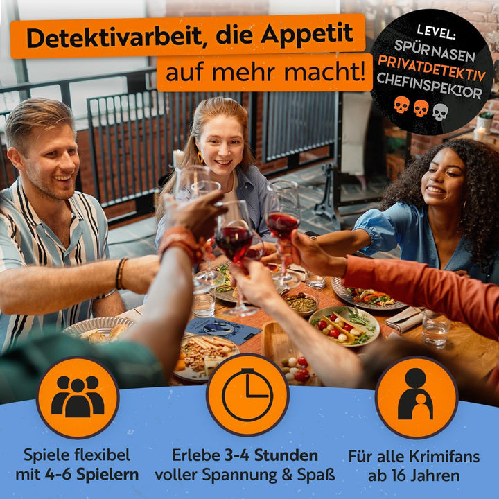 Gourmet Criminelle® Krimidinner für zuhause I 4-6 Personen I Mysteriöser Mordfall Hirschruf in den T