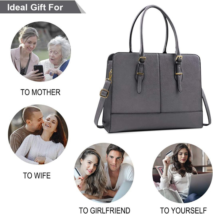 Lubardy Handtasche Damen Shopper Damen Gross Wasserdicht 15.6 Zoll Leder Laptop Tasche für Büro Arbe