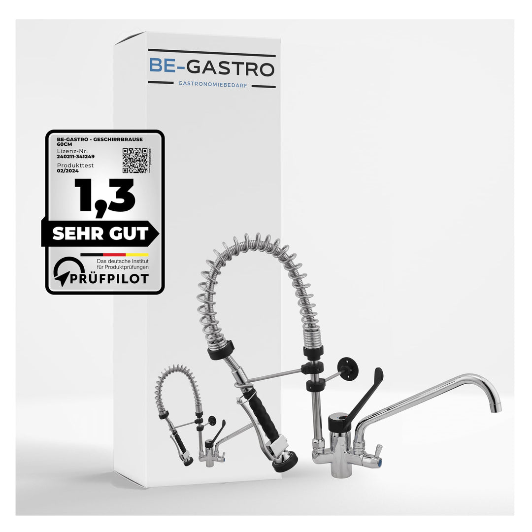 BE-GASTRO® I Profi Gastro Geschirrbrause „Premium“ inkl. Wasserhahn, Mischbatterie & ergonomischem L