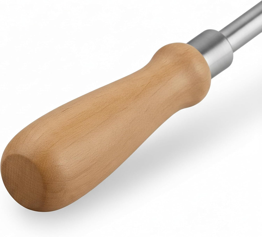Relaxdays Aschekratzer, Edelstahl, Holzgriff, 58,5 cm lang, Ascheschieber für Kamin & Ofen, Aschehak