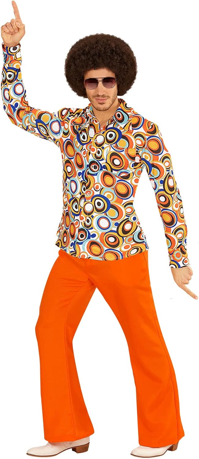 shoperama 70er Jahre Retro Hemd mit und ohne Muster Disco Herren Kostüm Siebziger Schlager XXL Bubbl