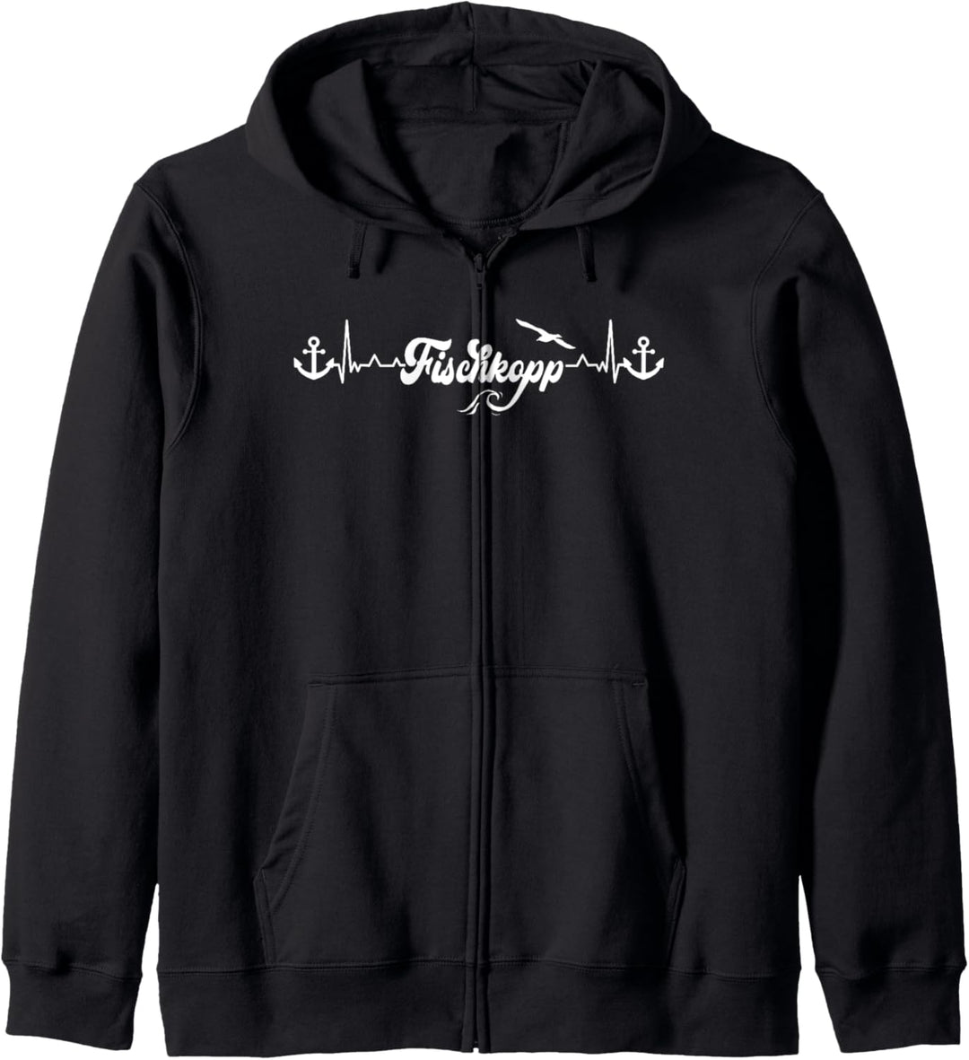 "Fischkopp" Heartbeat Anker Platt Heimat Ostfriese Nordsee Kapuzenjacke