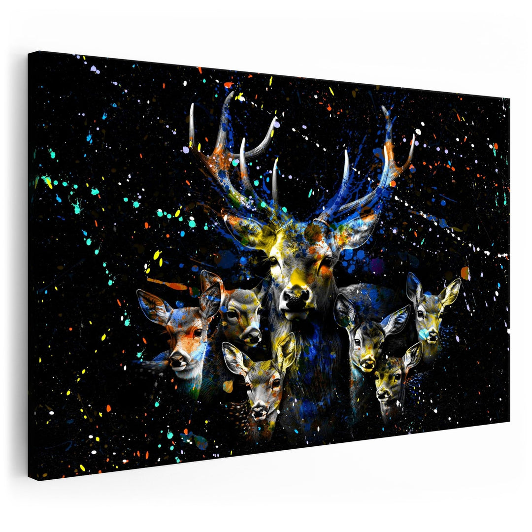 Artmazing | Hirschfamilie Bild bunt | Poster &amp; Kunstdrucke | Bild Hirsch bunt | Pop Art Bilder | S A