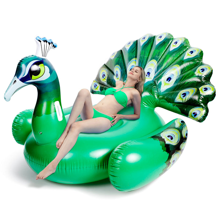 JOYIN Riesiger Aufblasbarer Pfau Pool Floss, Luxus Schwimmring & Pool Lounge für Erwachsene und Kind