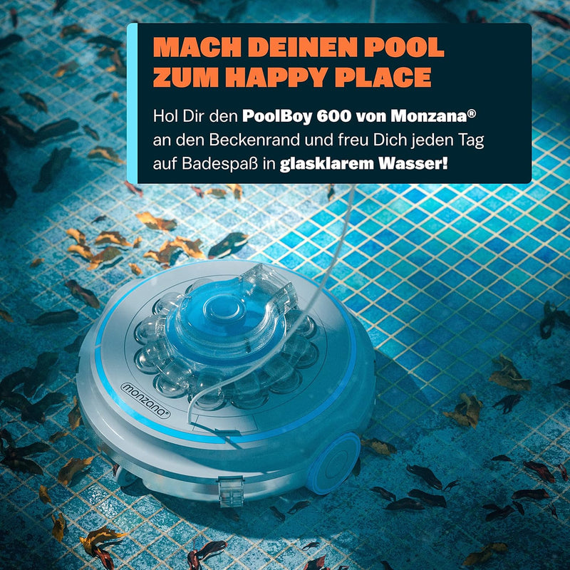 Monzana Poolroboter Poolboy600 Kabellos Vollautomatisch 80 Min Akku 5200mAh Li-Ion 80m² Pool Bodensa