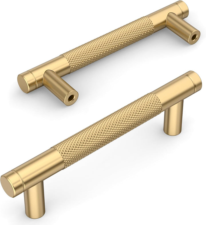 Amerdeco 10 Stück Champagner Bronze Schrankgriffe 96mm Lochabstand, Aluminium Griffe für Küchenschrä