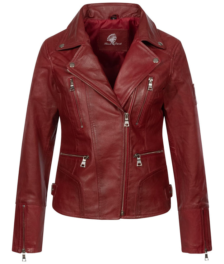 Damen Lederjacke echt Leder Jacke D-490, Rot