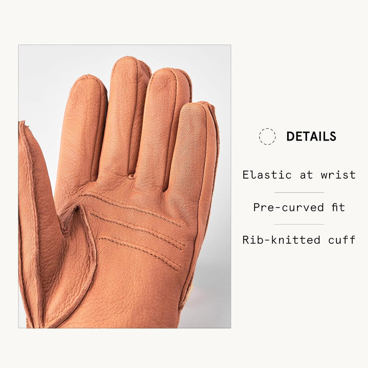 Hestra Deerskin Primaloft Rib Glove, Insulated Leather Glove for Work & Everyday Use Braun 7, Braun