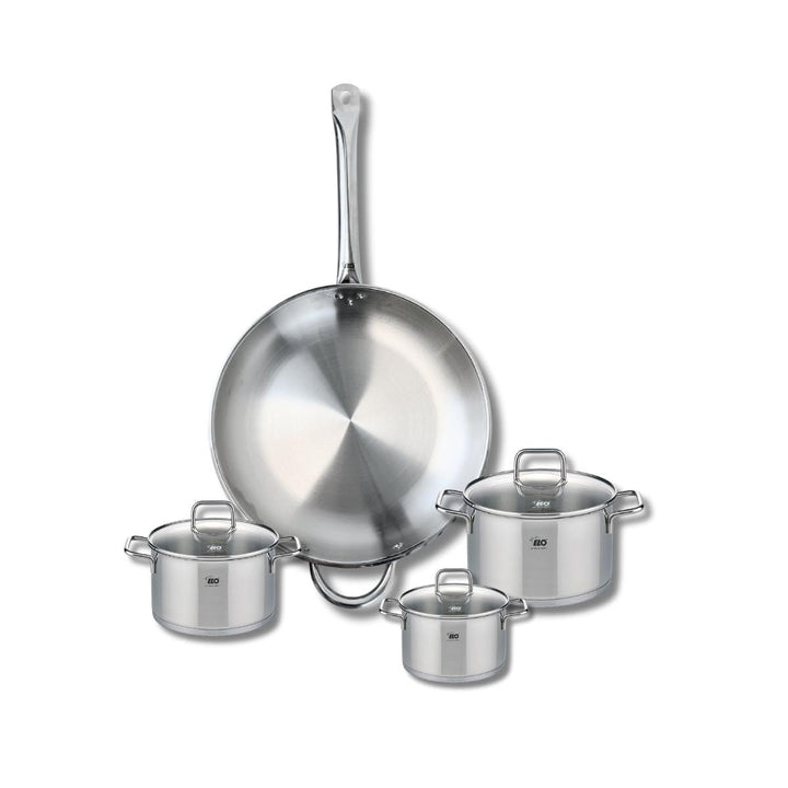 ELO 9699950 Kochgeschirr-Set, 4-teilig, 1 Bratpfanne 32 cm und 3 Kochtöpfe 12, 14 und 16 cm Elo Prof