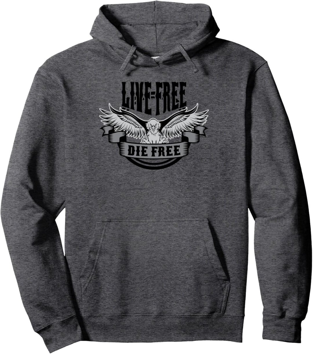 Live Free Die Free Bald Eagle Image Pullover Hoodie