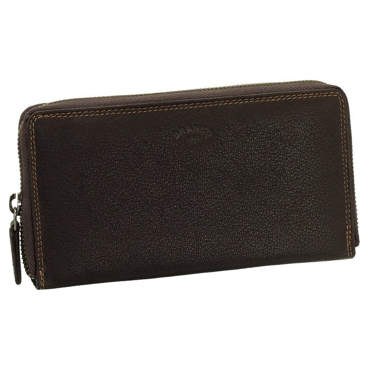 Luxus Leder Damen Geldbörse Portemonnaie Geldbeutel Langbörse XXL Farbe Braun, Braun